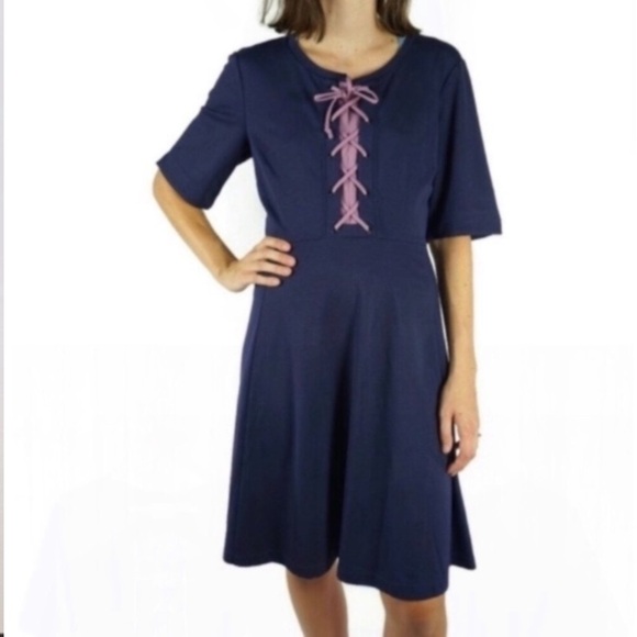 Anthropologie Maeve Navy Tie Dress - Picture 2 of 8